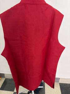 Manyavar Red Nehru Jacket with Gold Buttons