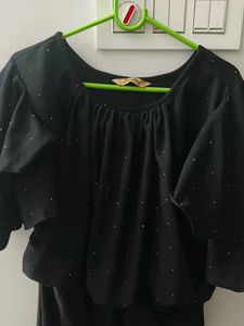 Chic Black Dress with Ruffle Sleeves