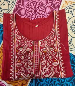 Embroidered Red Kurti