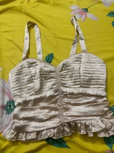Chic Satin Ruched Cami Corset Top Zara H&amp;M