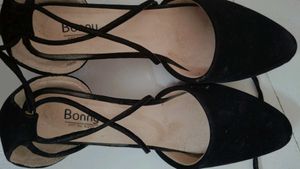 Black Suede Lace-Up Flats