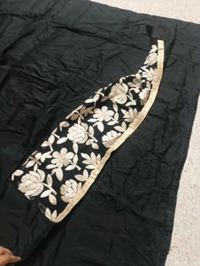 Elegant Black with Floral Border Kurta material