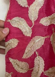 Pink &amp; Silver Leaf Embroidered Indian Dress