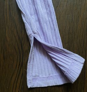 Lavender Off-Shoulder Ribbed Crop Top
