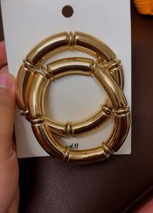 Chunky Gold Tone Bamboo Style Bracelet