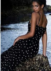 Chic Black &amp; White Polka Dot Maxi Dress