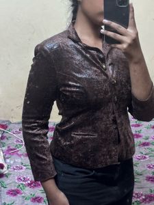 vintage aesthetic animal print brown blazer
