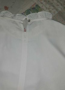 Elegant White Ruffle Neck Embroidered Blouse