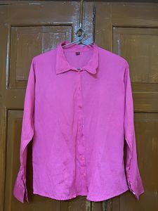 Vibrant Pink Long Sleeve Button-Up Shirt