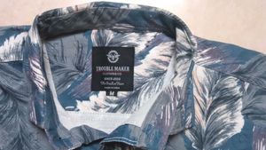 Men's Tropical Leaf Print Short Sleeve Shirt