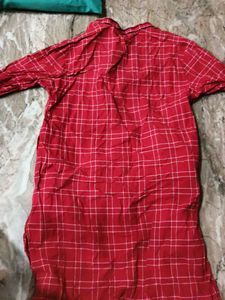 Red &amp; White Checked Kurta