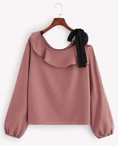 Pink Off-Shoulder Top with Black Bow 🎀