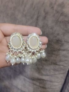 Elegant White Stone Dangle Earrings
