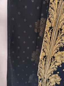 Black &amp; Gold Embroidery Semi stitched material