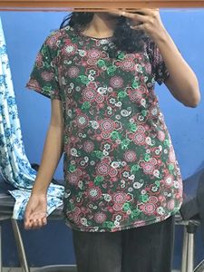Green Floral Print soft T-Shirt