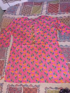 Pink Floral kurti (size - L)