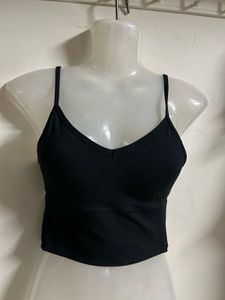 Black V-Neck Spaghetti Strap Crop Top