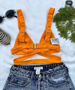 H&amp;M Orange Triangle Bikini Top