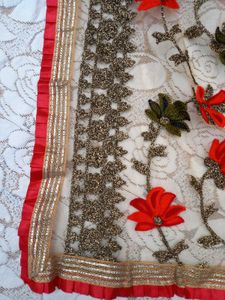 Exquisite Embroidered Floral Net Dupatta