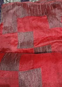 Elegant Red &amp; Grey Checkered Saree
