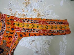 Vibrant Orange Printed Anarkali Gown