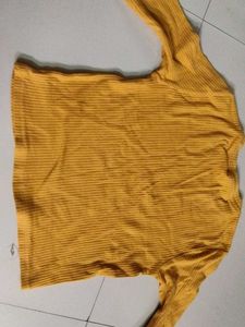 Yellow Ribbed Long Sleeve Top