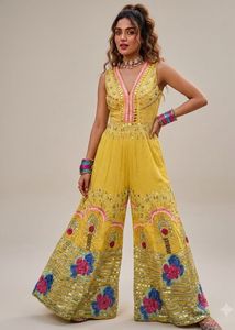 Yellow Embellished Jumpsuit