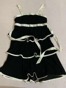 Elegant Black & White Tiered Dress