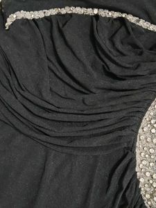 Elegant Black One-Shoulder Embellished Maxi Dress
