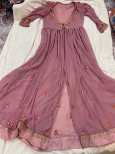 Pink Floral Anarkali Dress