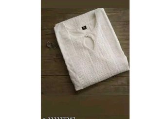 Elegant White Chikankari Kurta with free jhumka