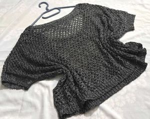 Chic Grey Knit Cropped Oversized Sweater