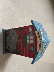 Whimsical Wooden Welcome House piggy bank