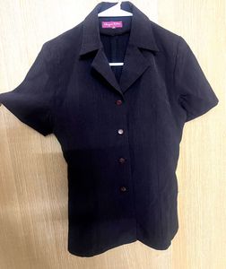 Elegant Short Sleeve Button-Up Blouse