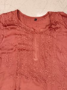 Pink Silk Chikankari Kurta Set with Dupatta