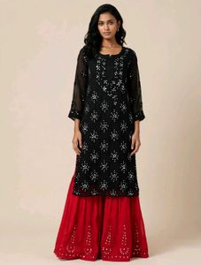 Black mirror chikankari Kurta Set