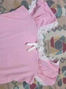 Cute Pink Lace Trim Crop Top