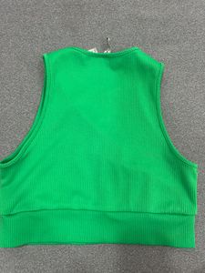 Vibrant Green Ribbed Crop Top