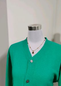 V Neck Woolen Fleece Cardigan