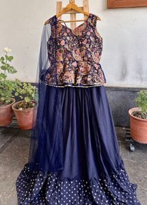Brand new Navy Blue Embroidered Lehenga Choli
