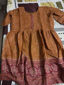 Orange Kurta with Intricate Print