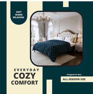 White &amp; Blue Dot Printed Cotton Single Duvet Cover