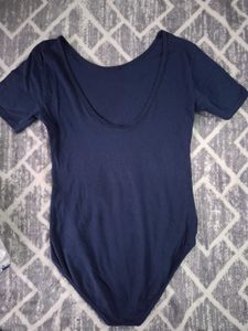 Navy Blue Graphic Bodysuit