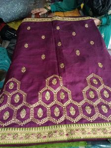 Elegant Purple Embroidered Saree