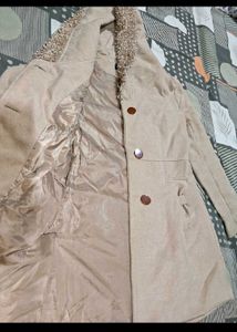 Chic Camel Coat with Faux Fur Hood