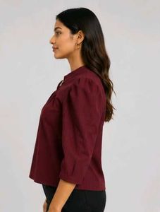 Burgundy Puff Sleeve Top