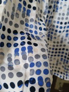 Blue &amp; Grey Polka Dot Long Sleeve Top