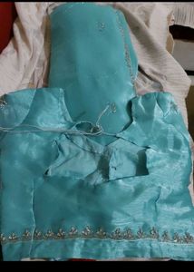 Stunning Teal Sequined Saree