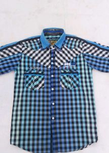 Urbanfriend's premium blue black Half Sleeve shirt