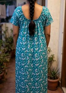 Teal Floral Nightgown